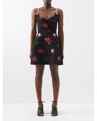 ShuShu/Tong - Floral-embroidered Wool-blend Mini Dress - Lyst