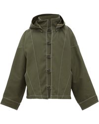 Jacquemus Hooded Topstitched Canvas Jacket - Green