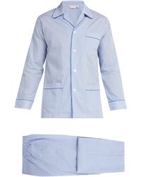 Derek Rose James Striped Cotton Pyjamas - Blue