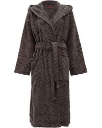 Missoni Rex Zigzag Hooded Cotton-terry Bathrobe - Gray
