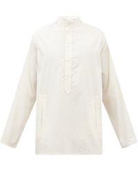 Umit Benan + Stepped Cotton-blend Poplin Henley Shirt - Natural