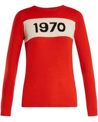 Bella Freud 1970 Graphic Wool Pullover Sweater - Red