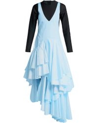 Marine Serre Robe surcyclée à ornements en cristaux Swarovski - Bleu