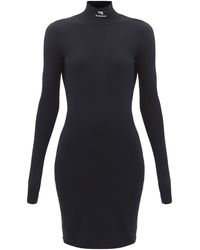 Balenciaga Plunge-back High-neck Modal-blend Jersey Dress - Black