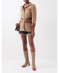 Gucci GG Leather-trimmed Knee-high Boots - Brown