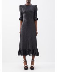 The Vampire's Wife The Falconetti Lamé Wool-blend Midi Dress in Pink | Lyst