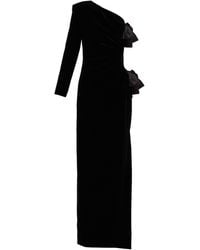 Saint Laurent One-shoulder Velvet Gown - Black