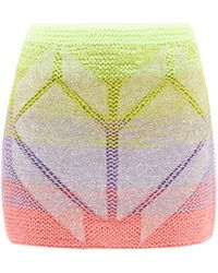 Germanier Beaded Gradient-stripe Knit Skirt - Multicolour