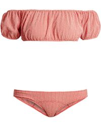 Lisa Marie Fernandez Leandra Gingham Seersucker Bikini - Red