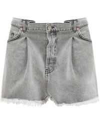 Raey Fold Raw-hem Denim Shorts - Grey