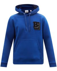 Burberry Enzo Logo-patch Cotton-blend Hooded Sweatshirt - Blue