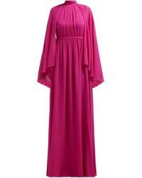 Giambattista Valli Gathered Cape Silk-georgette Gown - Pink