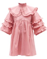Kika Vargas Dorothea Ruffled Cotton-blend Dress - Pink