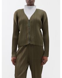 Pleats Please Issey Miyake - Technical-pleated Zipped Cardigan - Lyst
