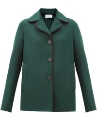 Harris Wharf London Manteau en laine plissée à boutonnage simple - Vert