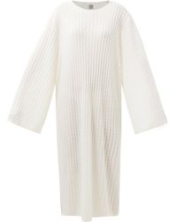 Totême Cable-knit Wool Midi Dress - White