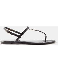 saint laurent cassandra croc embossed leather slingback thong sandals