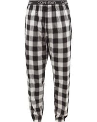 Calvin Klein Logo-jacquard Checked Cotton-blend Pyjama Trousers - Black