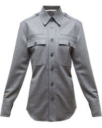 Stella McCartney Chemise militaire en flanelle de laine - Gris