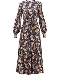Goat Jemima Floral-print Charmeuse Midi Dress - Black