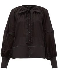 Proenza Schouler Tie-neck Cotton-voile Blouse - Black
