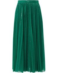MSGM Jupe midi plissée à sequins - Vert