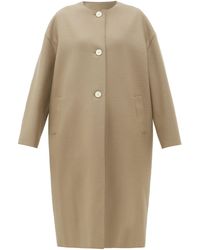 Harris Wharf London Manteau en laine feutrée à boutonnage simple - Marron