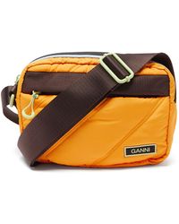 Ganni Quilted Recycled-fibre Cross-body Bag - Orange