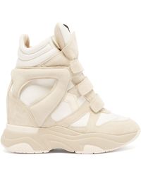 Isabel Marant Balskee High-top Wedge-heel Leather Trainers - Natural