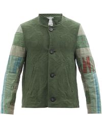 By Walid Murat Upcycled Patchwork Cotton Jacket - Green