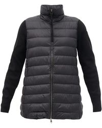 Moncler Pull en laine vierge matelassé de duvet - Noir