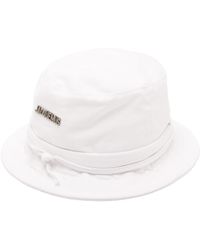 Jacquemus Le Bob Canvas Bucket Hat - White