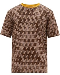 Fendi 25 Short-sleeved Knitted T-shirt Brown Cotton
