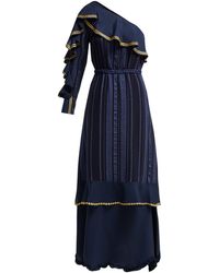 Zeus+Dione Artemis One-shoulder Silk-blend Gown - Blue