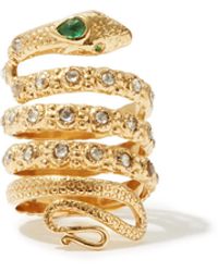 Jade Jagger Diamond, Emerald & 18kt Gold Snake Ring - Metallic