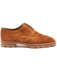 Christian Louboutin Laurlaf Lugged-sole Suede Brogues - Brown