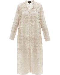 Biyan Resendea Beaded Macramé-lace Coat - White