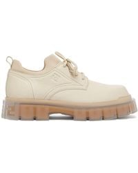 Fendi Ff-sole Leather Derby Shoes - Natural
