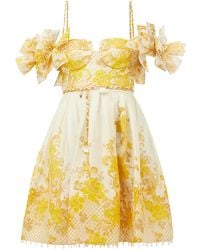 Zimmermann Postcard Floral Silk-blend Organza Mini Dress - Yellow