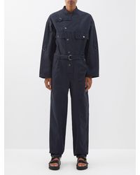 Étoile Isabel Marant Cotton Oreno Button-up Jumpsuit in Blue Womens Clothing Jumpsuits and rompers Full-length jumpsuits and rompers 