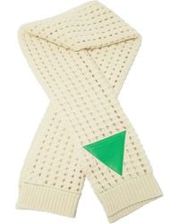 Bottega Veneta Triangle-patch Open-knit Wool Scarf - Natural