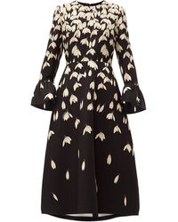Valentino Bucaneve Snowdrop Flower Print Crepe Couture Dress - Black