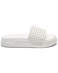 Christian Louboutin Rubber Pool Fun Studded Slides in White for 