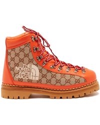 Gucci X The North Face Gg-canvas Hiking Boots - Orange