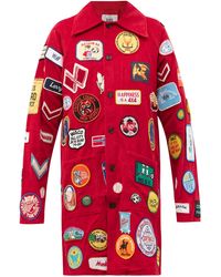 Bode Vintage-patch Corduroy Coat - Red