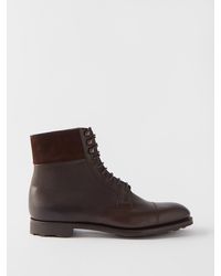 Edward Green - Shetland Suede-trimmed Leather Boots - Lyst