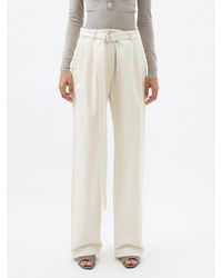 Peter Do Belted Pleated Wide-leg Jeans - White