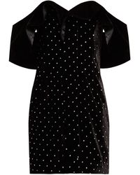 Self-Portrait Off-the-shoulder Velvet Mini Dress - Black