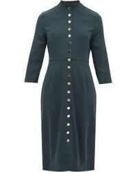 Goat Juliette Buttoned Wool-crepe Dress - Green