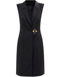 Givenchy Lock-embellished Cutout Tailored Wool-blend Dress - Black